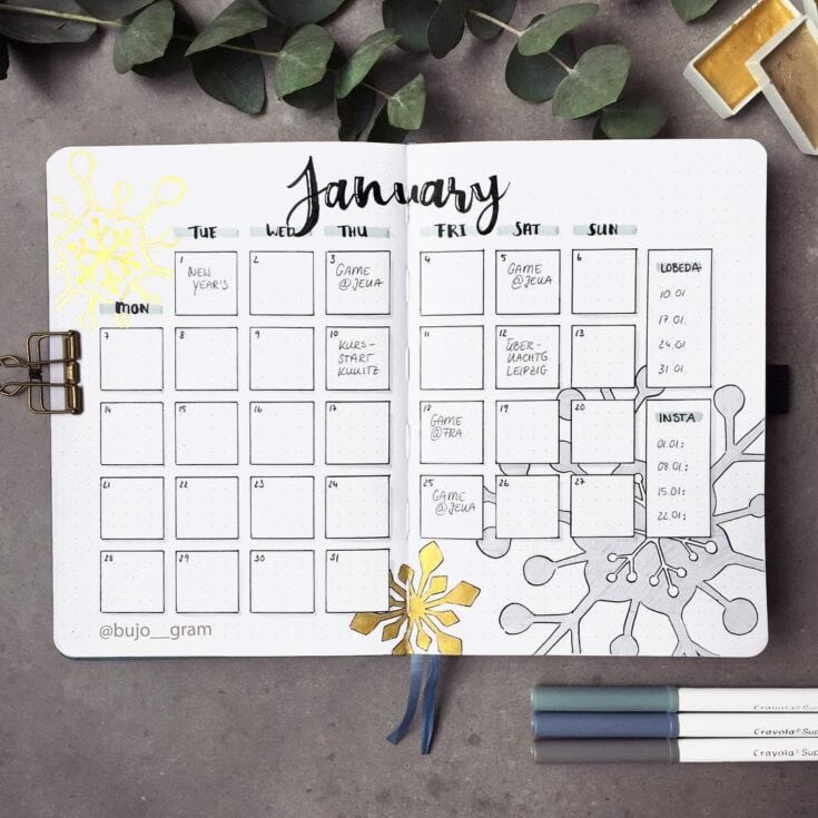 Ideas de Bullet Journal para enero