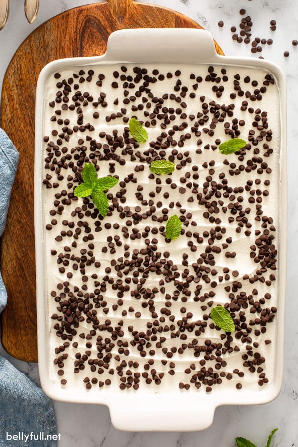 sobrecarga de lasaña de chocolate en cazuela blanca