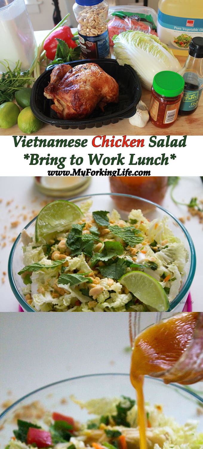 Receta de ensalada de pollo vietnamita, perfecta para llevar tu almuerzo a idea de negocio. Receta en www.myforkinglife.com. #almuerzo #asiático